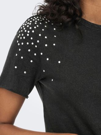 T-SHIRT ONLY LUCY REG S/S STUDS BLACK