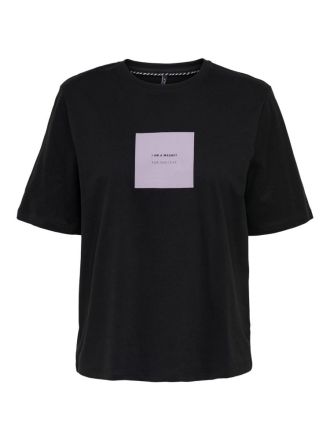 TOP ONLY ONLELOISE BOXY S/S TEXT BLACK