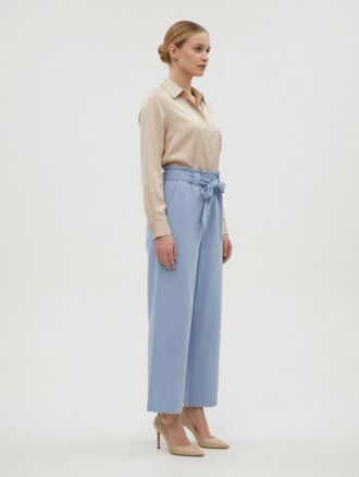 ΠΑΝΤΕΛΟΝΙ VERO MODA NORMA HW PAPERBAG CHAMBRAY CULOTTE LIGHT BLUE
