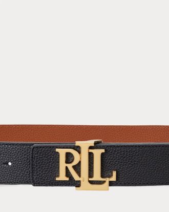 ΓΥΝΑΙΚΕΙΑ ΖΩΝΗ POLO RALPH LAUREN REVERSIBLE PEBBLED LEATHER 40 BELT WIDE CORE BLACK/TAN