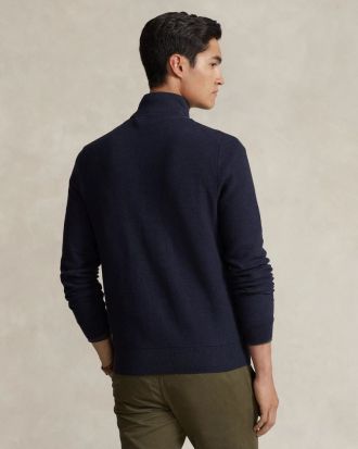 ΑΝΔΡΙΚΟ PULLOVER POLO RALPH LAUREN L/S MESH-KNIT COTTON QUARTER ZIP NAVY