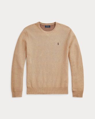 ΑΝΔΡΙΚΟ PULLOVER POLO RALPH LAUREN TEXTURED COTTON CREWNECK CAMEL MELANGE