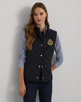 ΓΥΝΑΙΚΕΙΟ AMANIKO POLO RALPH LAUREN CREST-PATCH QUILTED MOCKNECK GILET NAVY