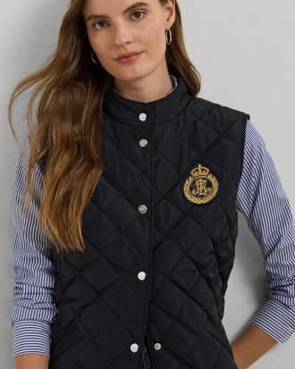 ΓΥΝΑΙΚΕΙΟ AMANIKO POLO RALPH LAUREN CREST-PATCH QUILTED MOCKNECK GILET NAVY