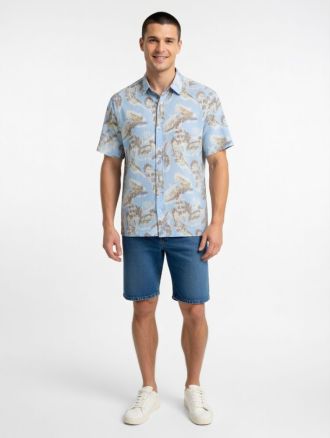 ΚΟΝΤΟΜΑΝΙΚΟ ΠΟΥΚΑΜΙΣΟ JACK & JONES JORMONTAUK AOP CASHMERE BLUE