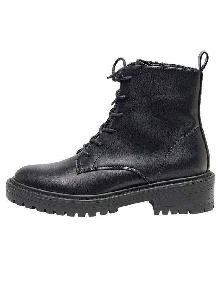 BOOTS ONLY BOLD-17 PU LACE UP BLACK ONLY ΜΑΥΡΟ