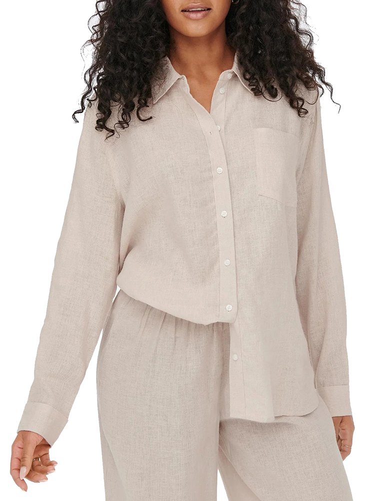 ΠΟΥΚΑΜΙΣΟ ONLY TOKYO L/S LINEN BLEND SHIRT PNT MOONBEAM ONLY
