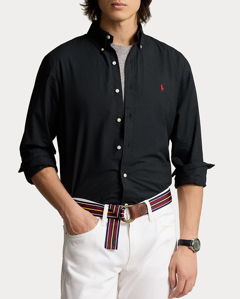 POLO RALPH LAUREN ΑΝΔΡΙΚΟ ΠΟΥΚΑΜΙΣΟ POLO RALPH LAUREN L/S CUSTOM FIT STRETCH POPLIN CORE REPLEN BLACK POLO RALPH LAUREN