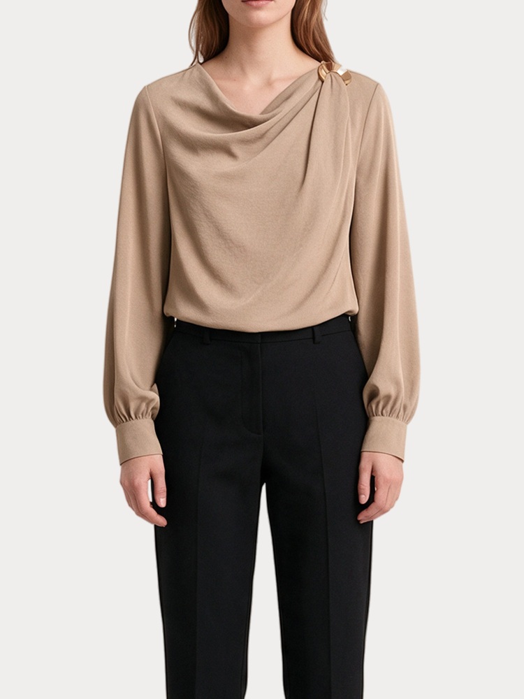 TOP VERO MODA VMMILANI L/S O-NECK TOP WVN BTQ SILVER MINK VERO MODA