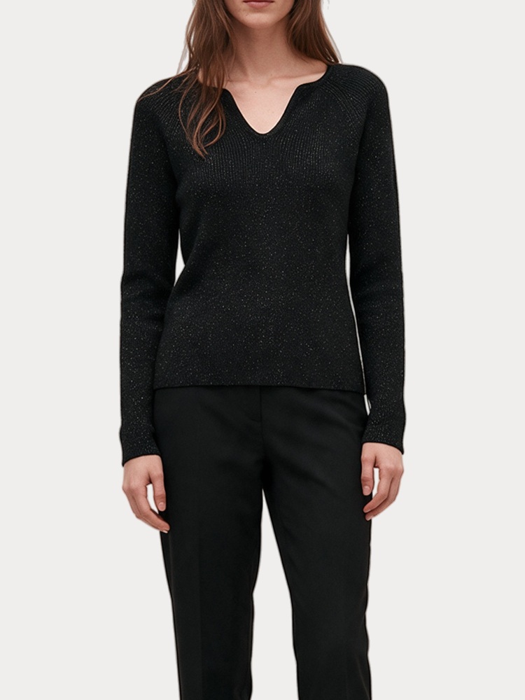 ΠΛΕΚΤΟ VERO MODA VMWILLOW SHINE LS SQUARE PULLOVER LX BLACK W. DTM LUREX VERO MODA
