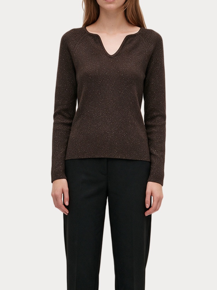 ΠΛΕΚΤΟ VERO MODA VMWILLOW SHINE LS SQUARE PULLOVER LX CHOCOLATE TORTE W. DTM LUREX VERO MODA